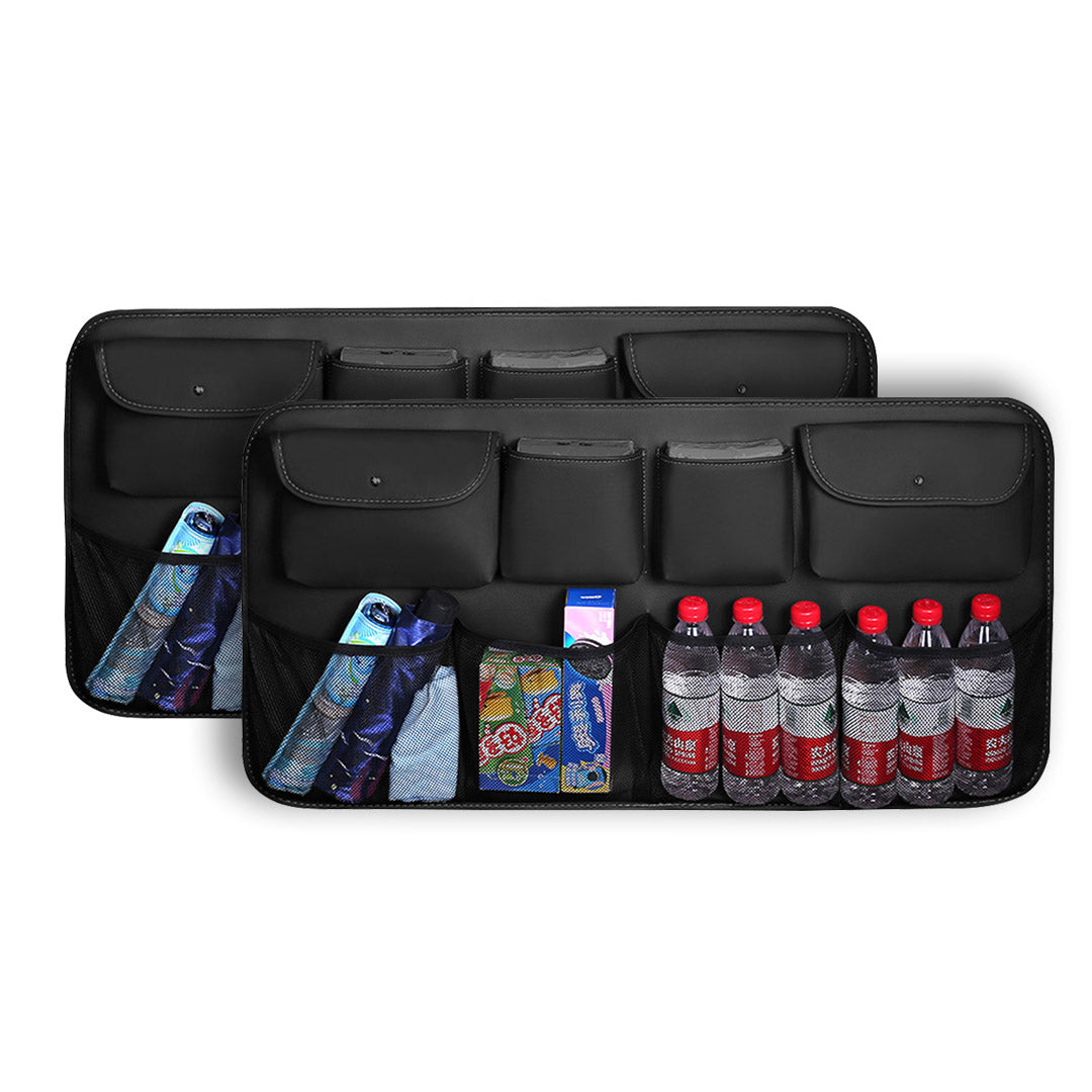 NNEAGS 2X High Quality Leather Car Rear Back Seat Storage Bag Organizer Interior Accessories Black-0