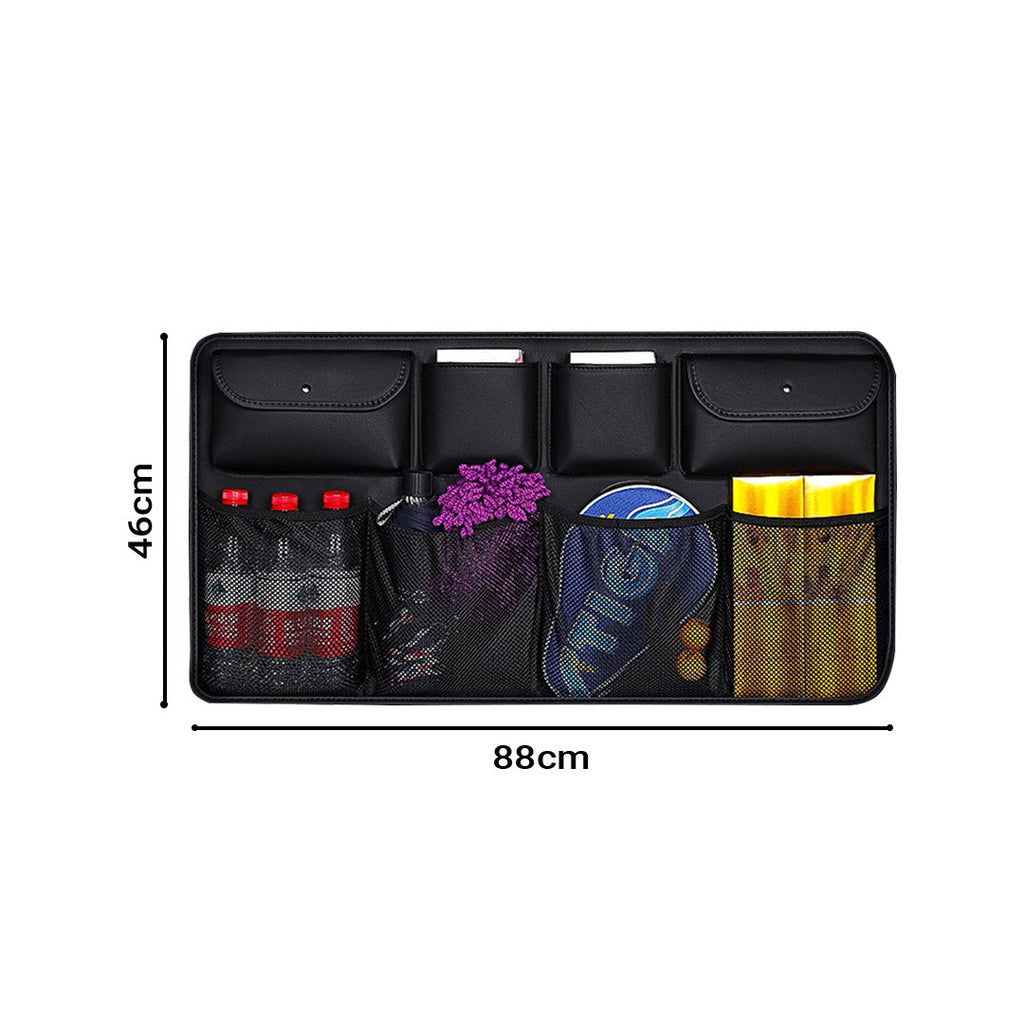 NNEAGS 2X High Quality Leather Car Rear Back Seat Storage Bag Organizer Interior Accessories Black-1