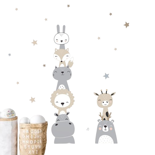 Baby Height Measurement Lion Animals Wall Sticker-0