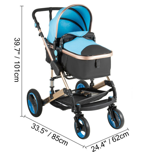Luxurious Baby Stroller 3 in 1 Portable Travel Reclining Baby Carriage Folding Pram for Newborn Baby Bassinet Pushchair-0